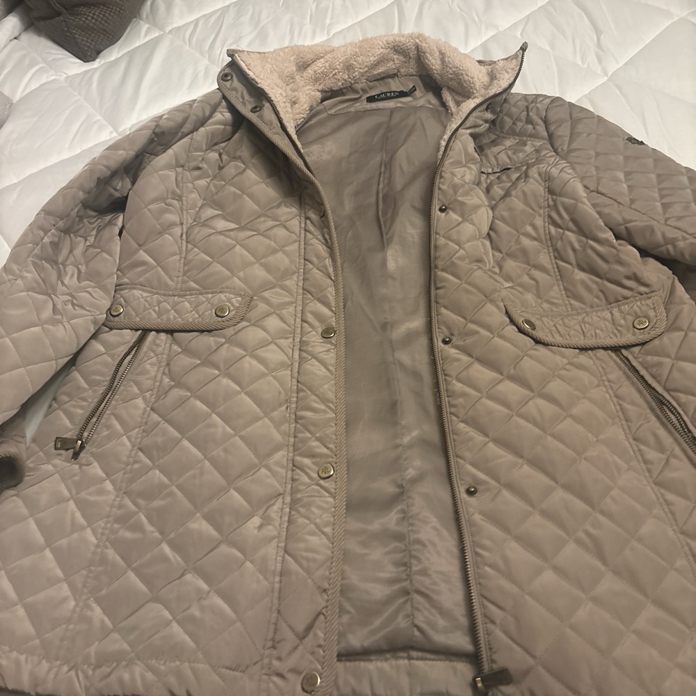 Ralph Lauren Women's Quilted Beige Puffer Jacket